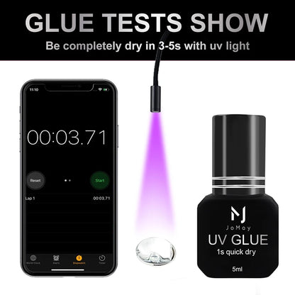 JOMAY UV GLUE Adhesive For Eyelash Extensions 0.1S Fast Drying Strong False Eye Lash Extension Glue Long Lasting UV Eyelash Glue.