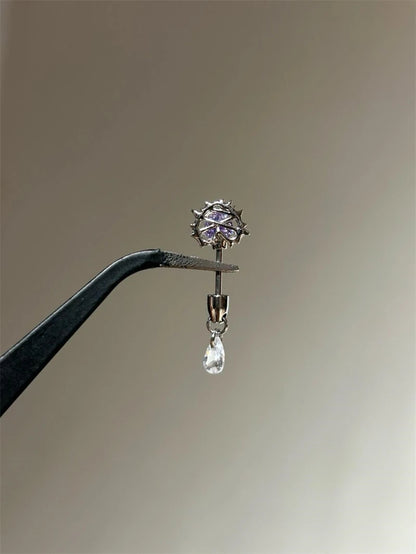 1 PCS Thorn Love Heart Water Droplet Zircon Ear Bone Nail 316L Medical Titanium Steel Earrings for Women Y2K Punk Jewelry.