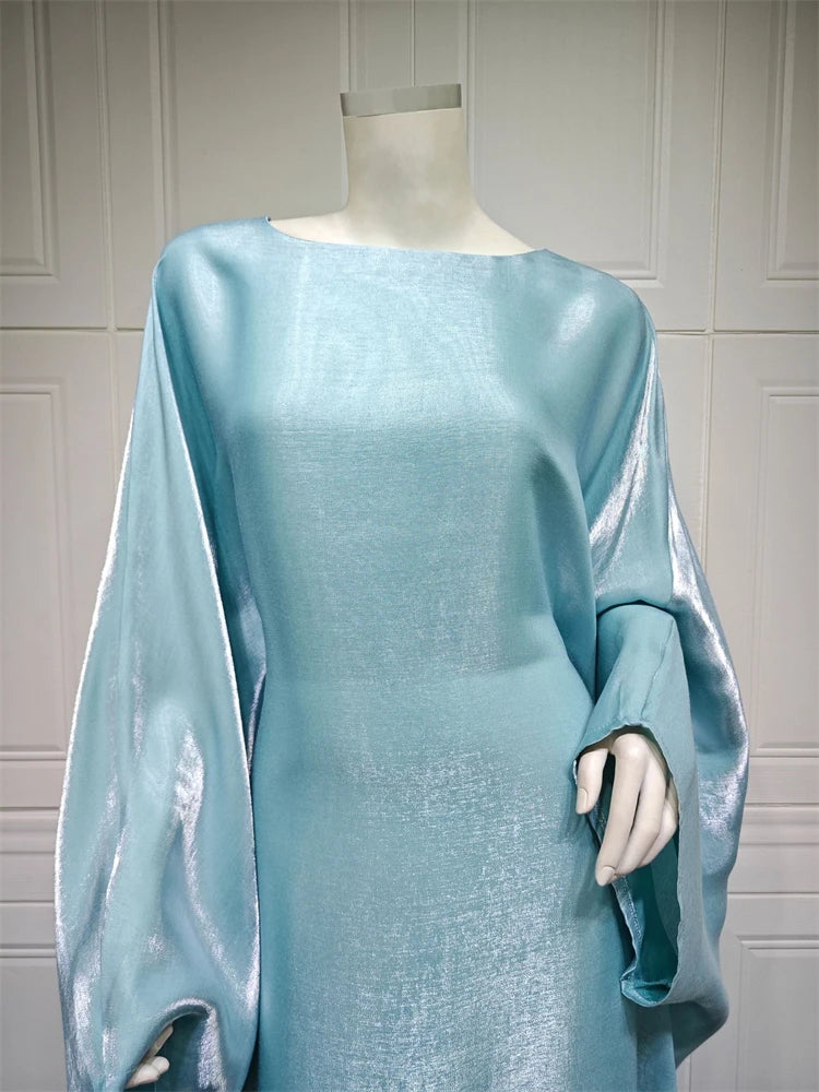 Batwing Butterfly Sleeve Satin Khimar Abaya Dubai Luxury 2024 Muslim Kaftan Dress Abayas For Women Kebaya Caftan Vestidos Femme.