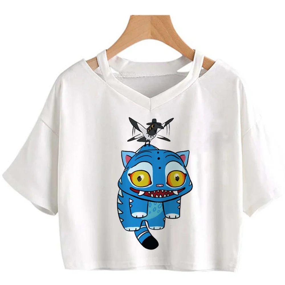 Kpop Demon Hunters Girls O-Neck Casual Women Summer Shirts Crop T-shirt.