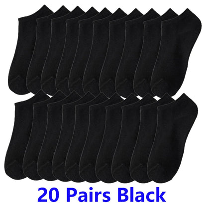 10/20/30Pairs Socks Men Women Boat Socks Thin Breathable Comfy Sweat-absorbing Ankle Socks Unisex Casual Plain Color Short Socks