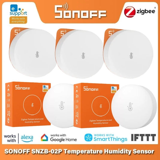 SONOFF SNZB-02P SNZB 02P Zigbee Temperature and Humidity Sensor Sonoff ZB Bridge-P Thermometer Detector Smart Home Via Ewelink.