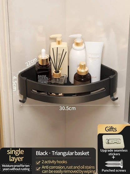 Kein Bohren Aluminium Badezimmer Regal Regale Shampoo Make-up Lagerung Halter Küche Organizer Wand Badezimmer Zubehör