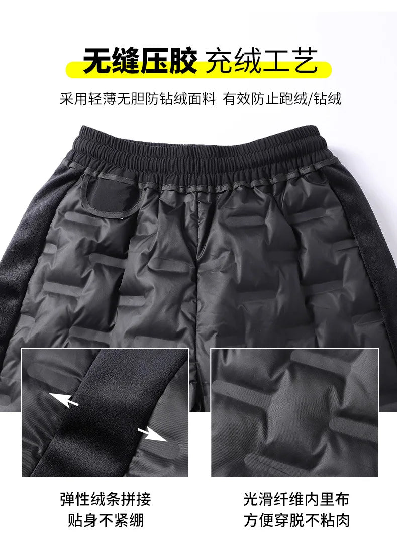 2025 Men's New, Lace-Up Elastic Waist Warm, Tooling, Outdoor Down Pants.