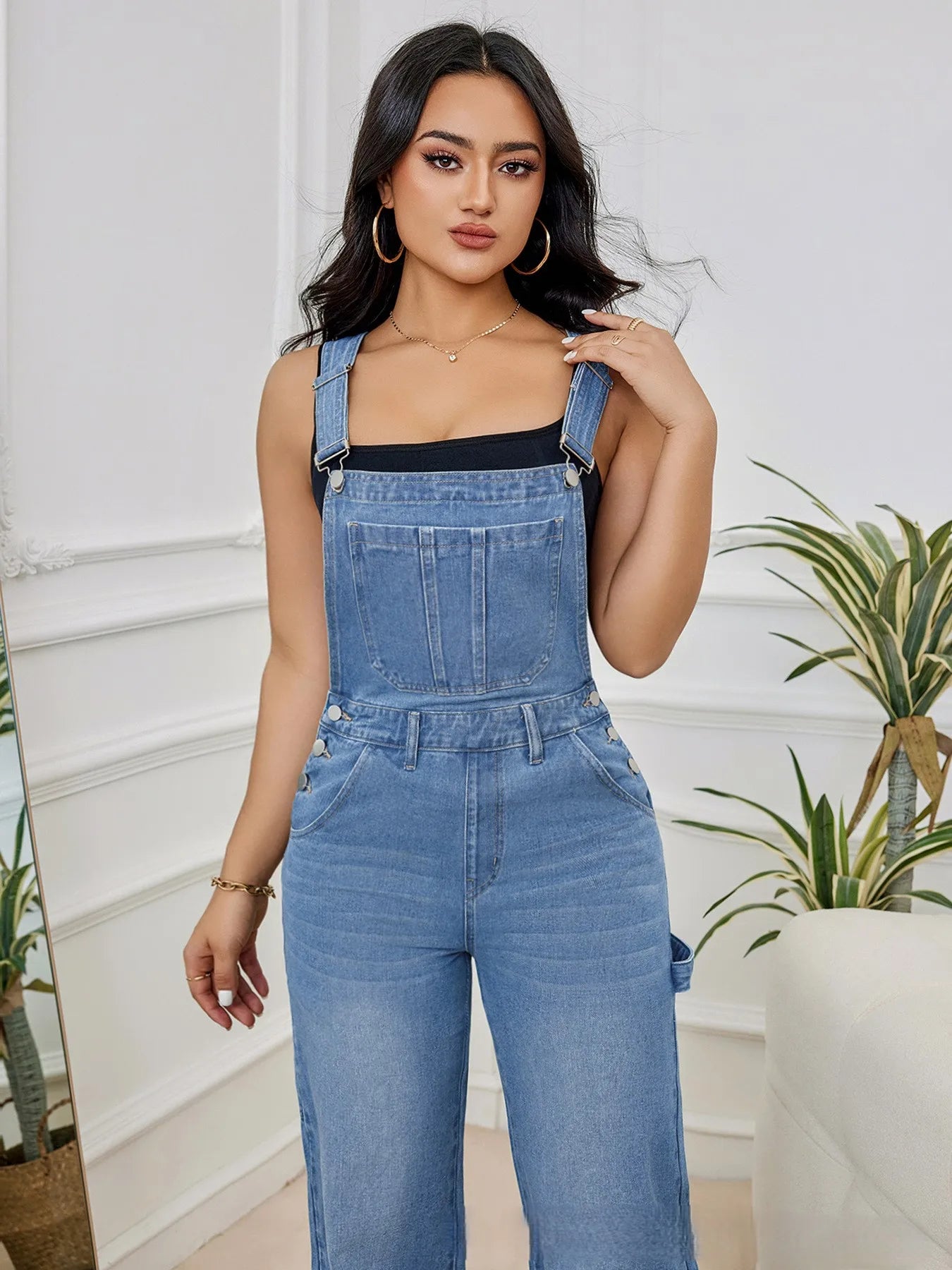 Hot Sale Womens Denim Bib Jumpsuits Casual Sleeveless Adjustable Straps Loose Baggy Cargo Jean Overalls Y2K Jumpers With Pockets.