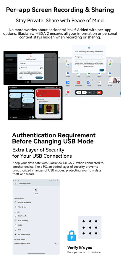 Blackview MEGA 2 Android 15 Tablet 12 inch 2K Display 36(12+24)GB 256GB Unisoc T615 9000mAh Battery Widevine L1 Pad PC