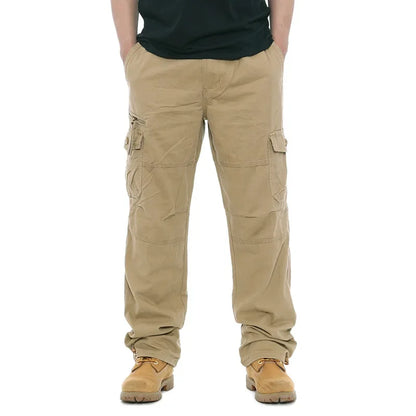 2025 Men's Casual Elastic Waist Plus Size Cargo Pants Multiple Pockets Loose Fit Trousers For Construction Site