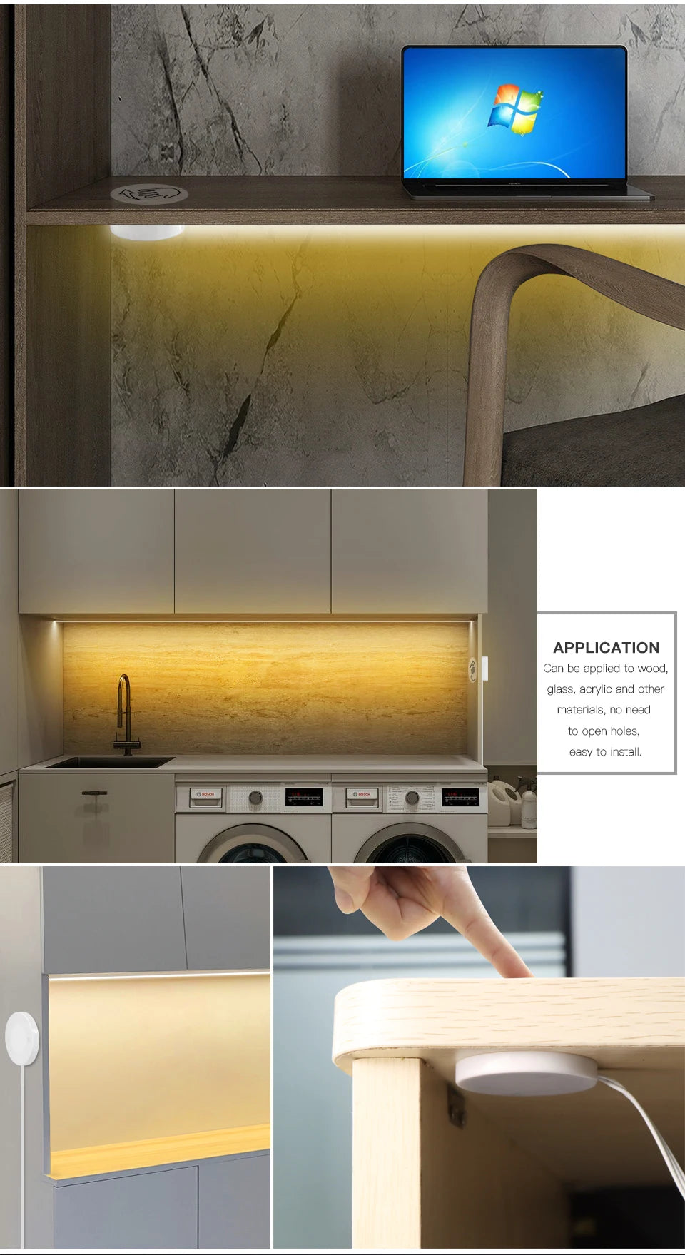 24V 10m Touch Dimmer und Hand Sweep Sensor Schalter Cob LED Streifen Licht 120leds/m LED Band Band linear dimmbar für Raum dekoration.