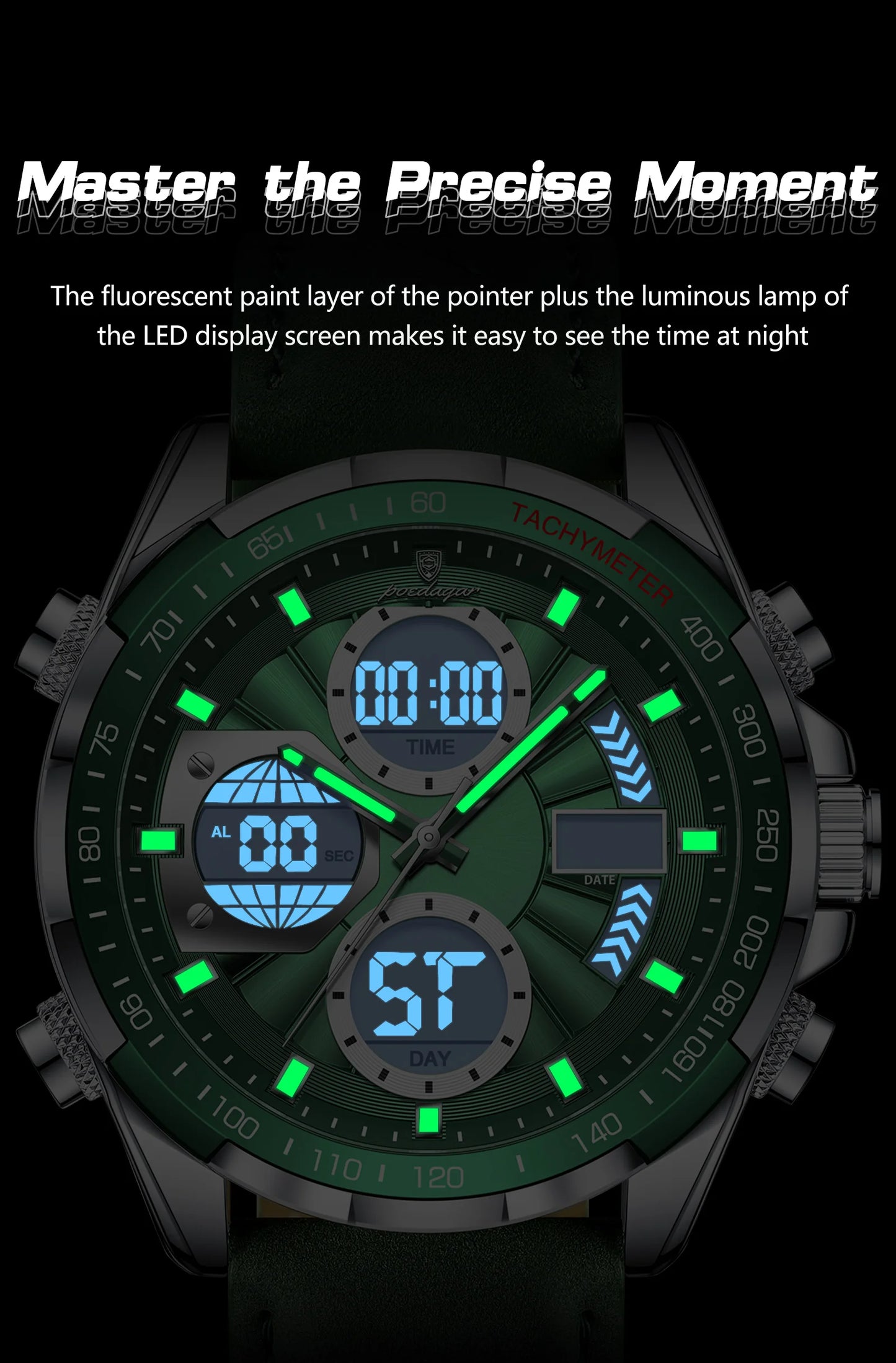 POEDAGAR LED Luxury Men Watch Luminous Week Date Dual Time Display Digital Man Clock Alarm Electronic Men's Quartz Watches Reloj.