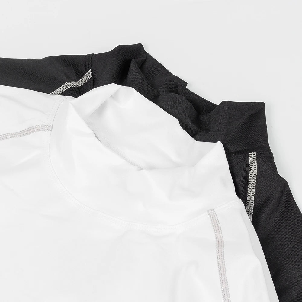 Men's Workout Compression Shirt Quick Dry Running T-shirt Turtleneck Long Sleeve Rash Guard Gym Base Layer Athletic Undershirt.