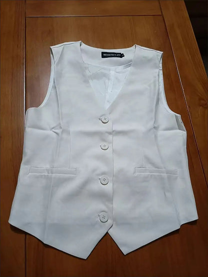 Frühling Sommer Koreanische Mode Weste 2025, Neue Frauen Kurze Mode V-ausschnitt Ärmellose Casual Blazer Weste Mäntel Weibliche Tops.