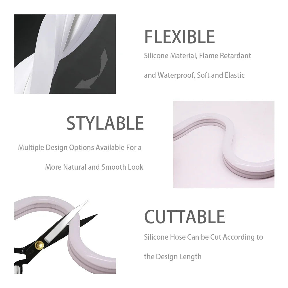 T0511/0513/0515 LED Neon Rope Tube 5050 flexible Led Strip Light Silica Gel silicone hose for WS2812 WS2815 8/10/12mm PCB Lights.