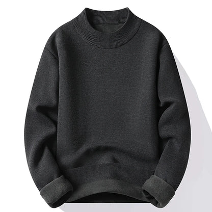 Knitwear Sweater New Autumn/Winter Mock Neck Sweatshirts Solid Color Pullovers Man Brand Casual Mens Clothing