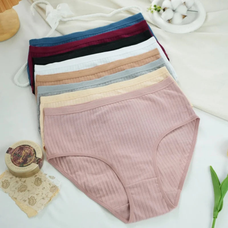 5Pcs/Set High Rise Cotton Panties Women Sexy Lingerie Solid Color Briefs Female Seamless Underwear Comfort Intimates.