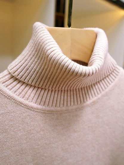 Pullover Für Frauen Winter Verdicken Rollkragen Schlank Stricken Pullover Neue Warme Plüsch Samt Gefüttert Strickwaren Jumper Tops Casual Poleras.