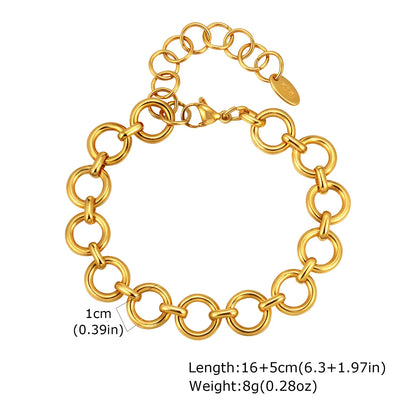 Chunky Stainless Steel Link Chain Bracelet For Woman, Gold Plated Layering Bracelets Wristband Waterproof Jewelry