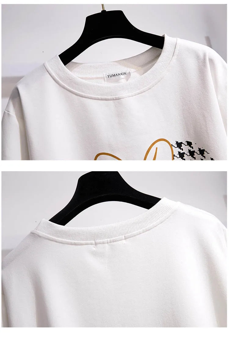 175Kg Plus Größe frauen Fehlschlag 170 Frühling Herbst Neue Lose Rundhals Cartoon Sweatshirt Schwarz Weiß 6XL 7XL 8XL 9XL 10XL 11XL.