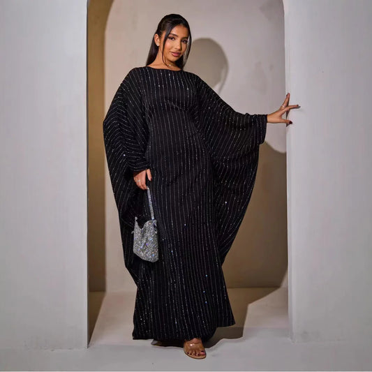 Dubai Diamond Luxury Banquet Musim Dress Abaya Eid Kebaya Caftan Robe Marocain Maxi African Dresses Kaftan Abayas Women Clothing.