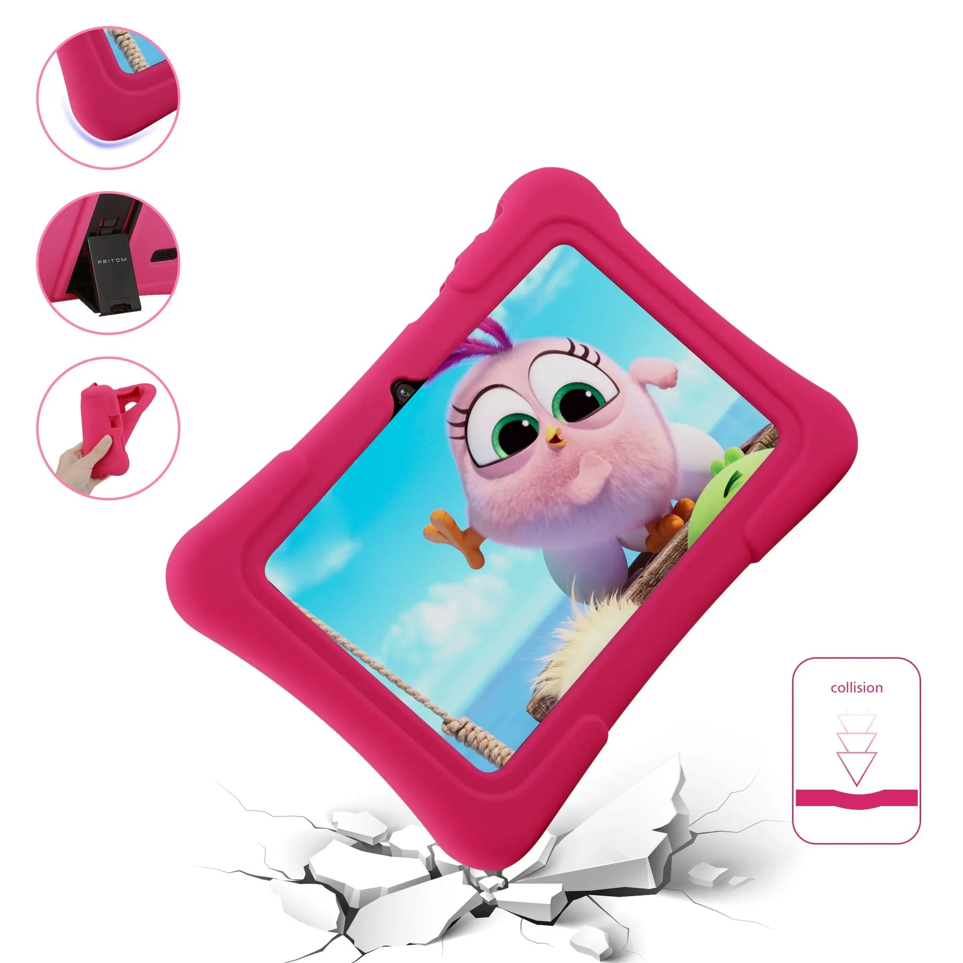 PRITOM 7 Inch Kids Tablet Quad Core Android 10 32GB WiFi Bluetooth Educational Software Installed.