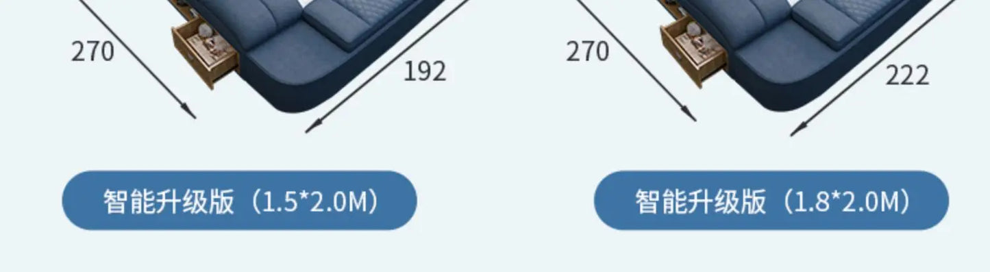 Nordic Smart Modulares Doppelbett Master Storage Luxus Designer Doppelbett Multifunktionale Leder Camas Ehe Möbel