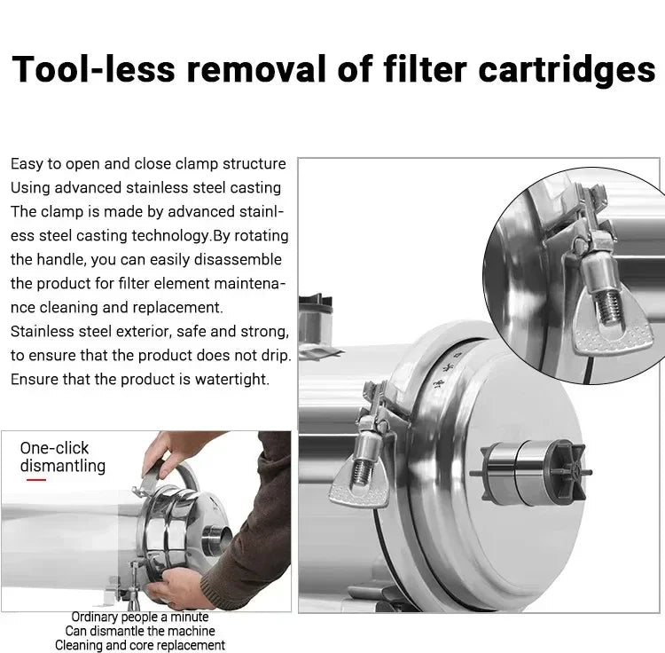 DIVEDEER Water Purifier Filtration Purification Soften Ultration Water Filter 0.01um SUS304 Whole House Water Purifier PVDF.