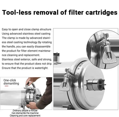 DIVEDEER Water Purifier Filtration Purification Soften Ultration Water Filter 0.01um SUS304 Whole House Water Purifier PVDF.