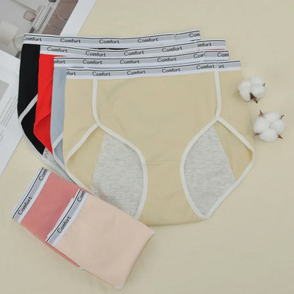 1Pack Women's Period Underwear Mid Waist Anti-Leakage Cotton Panties Comfortable Menstrual Briefs for Teens Ladies Intimates.