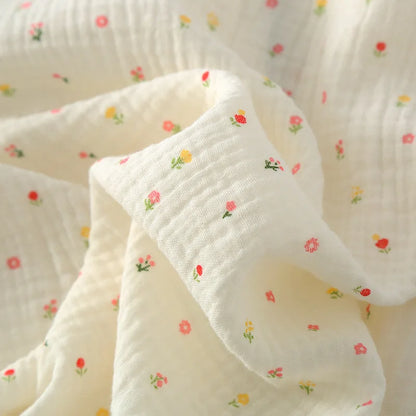 Pajamas pure cotton three-piece set spring and summer thin crepe autumn gauze lapel short-sleeved trousers shorts loungewear set.