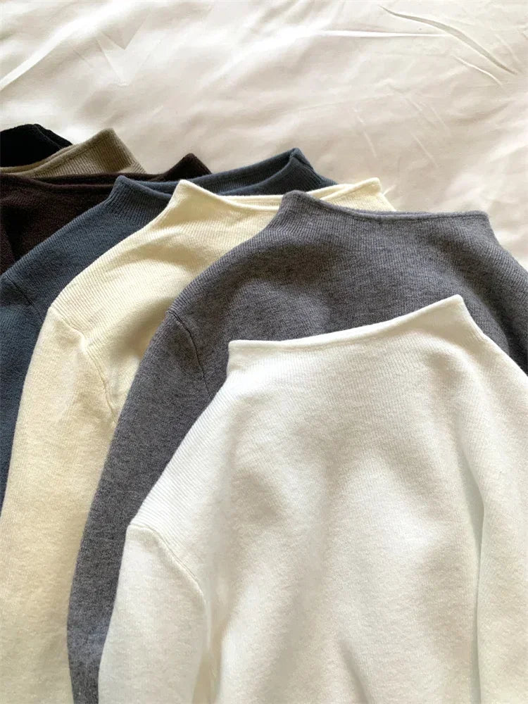 2025 Women Turtleneck Knitted Pullovers Solid Sweater Harajuku Korean Soft Warm Knitwear Autumn Winter Fashion Slim Jumpers Tops.