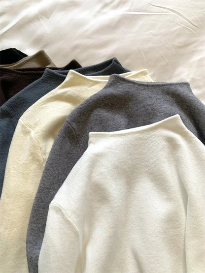 2025 Women Turtleneck Knitted Pullovers Solid Sweater Harajuku Korean Soft Warm Knitwear Autumn Winter Fashion Slim Jumpers Tops.