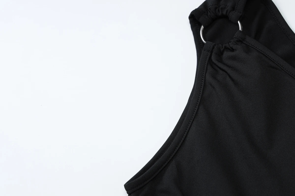 Dulzura One Shoulder Sleeveless Ruched Bodycon Tank Top Women'S Solid Sexy Casual Y2K Tops Party Club Streetwear Summer Clothes