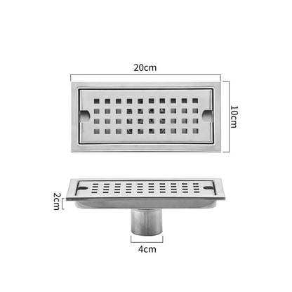 Mit Siebabdeckung, Duschbodenablauf, rechteckige Form, Edelstahl, Badezimmer-Waschbecken-Sieb, abnehmbar, geruchshemmend