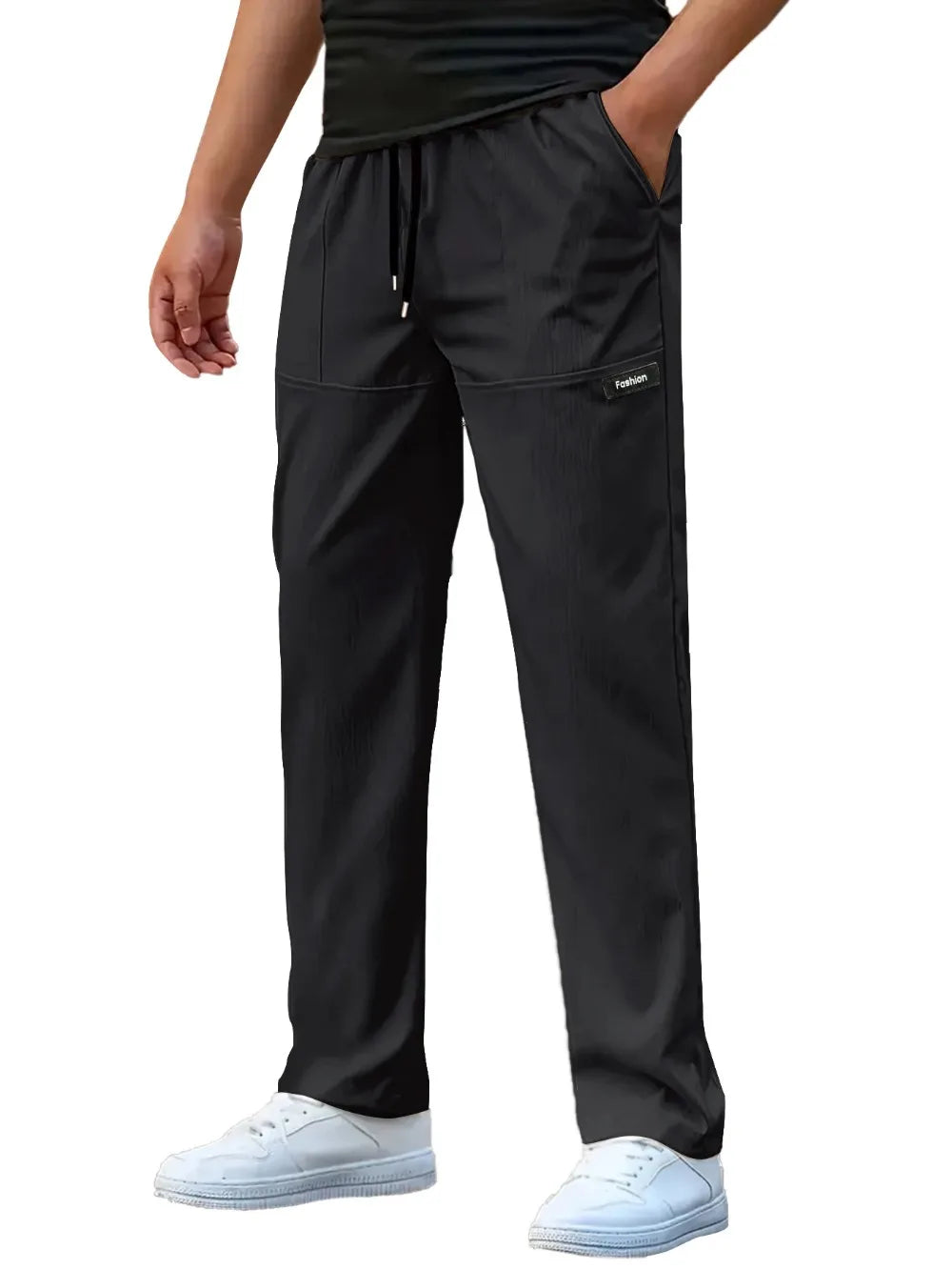 Men's Casual Pants Breathable Loose Sports Sweatpants Solid Color Running Straight Long Pants Outdoor Workout Joggers Streetwear.