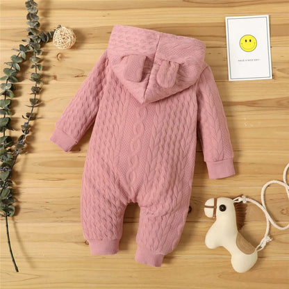 0-18 Monate Neugeborenes Baby Mädchen Bodysuit einfarbig Hoodie Langarm Stram pler Herbst & Winter warme Overall Kleidung für Baby.
