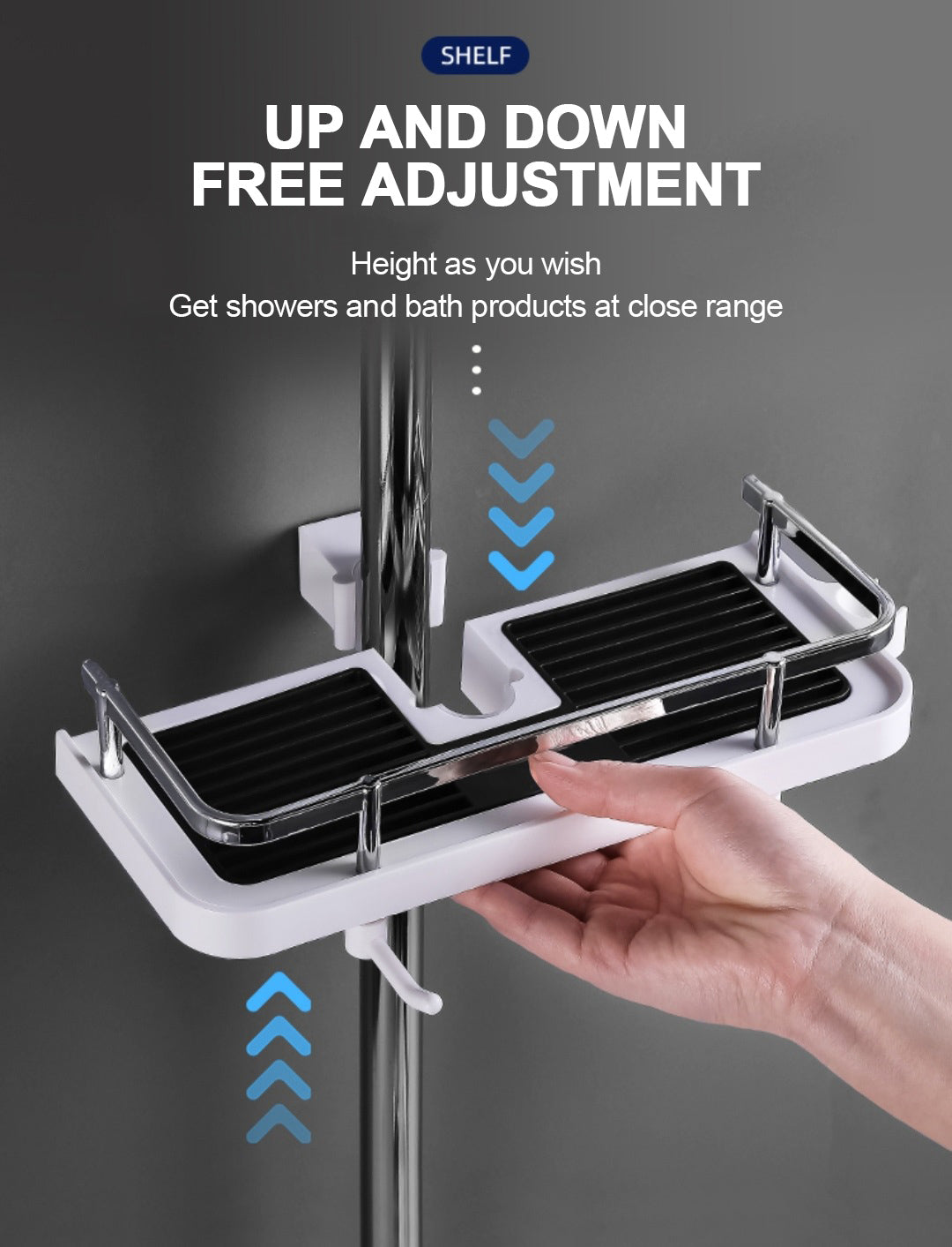 Dusche Lagerung Halter Bad Regal Pole Regale Shampoo Tablett Stehen Kein Bohren Heben Badezimmer Dusche Lagerung Rack Organizer