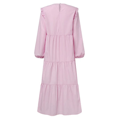 2025 Vintage Solid Muslim Dresses Women Dubai Abaya Islamic Maxi Dress Robe Females Elegant Sweet Party Sundress Kaftan Vestidos.