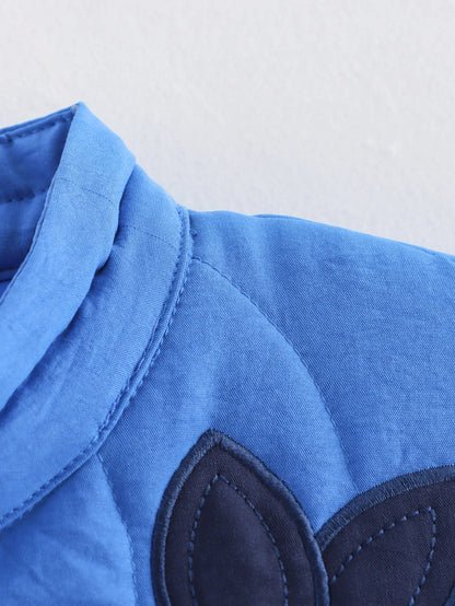 TRAFZA 2025 Herbst Frauen Stepp Crop Mantel Floral Stickerei Einreiher Langarm Jacke Winter Warme Vintage Oberbekleidung.