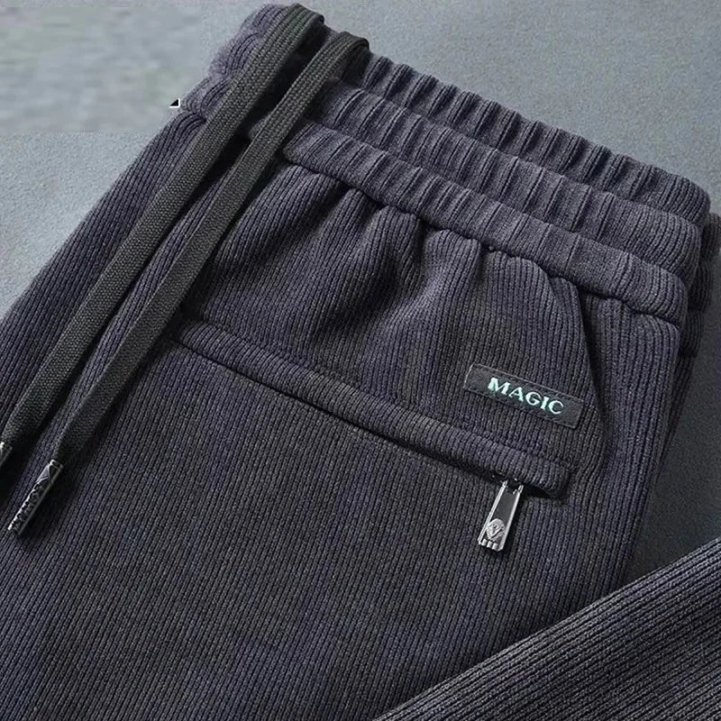 Herren-Freizeithose, verdickt, gerades Bein, warm, Herbst-Winter-Oberbekleidung, modisch, vielseitig, lockere Passform, sportlicher Stil