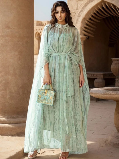 Chiffon 2 Piece Abaya Damen Dubai Muslim Evening African Dresses For Women Set Islam Clothing Kebaya Kaftan Robe Musulmane Femme.