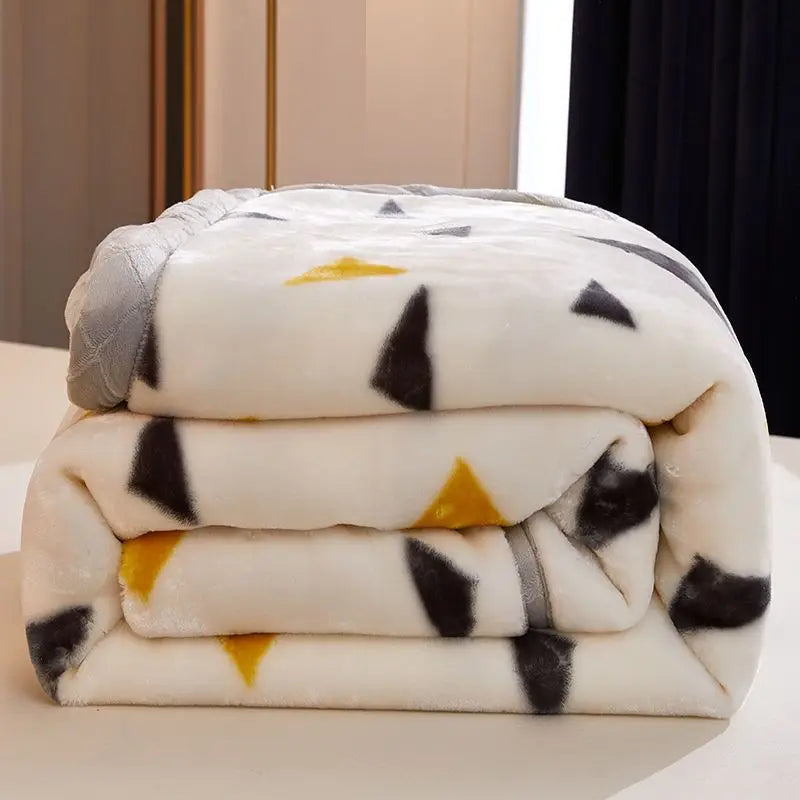 150x200cm Raschel Blanket Thick Double-layer Soft Plush Quilt Double Sided Velvet Winter Dormitory Office Sofa Warm Bed Sheet.