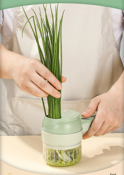 Electric Vegetable Cutter Set Handheld Wireless Garlic Masher Food Chopper Meat Grinder Machine Peel Slice Kitchen Accessories.