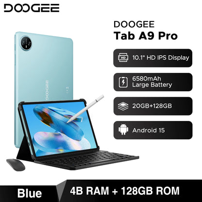 DOOGEE Tab A9 Pro Tablet 10.1" HD Display Android 15 20GB(4+16) 128GB 6580mAh Large Battery Dual Speakers Pad PC 2 In 1 Tablet