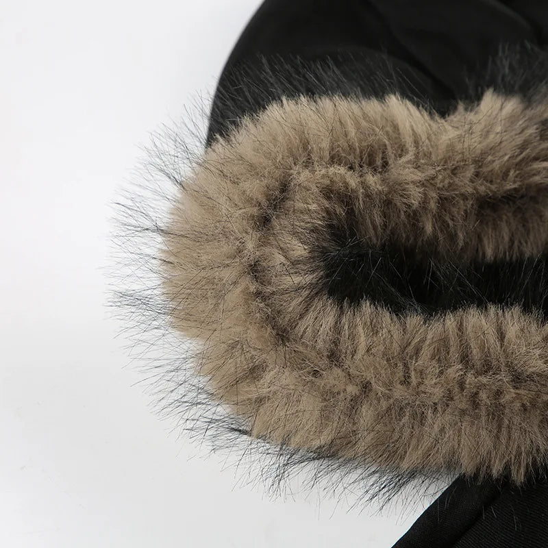 Goth Dark Autumn Winter Faux Fur Collar Solid Hooded Coats Women Casual Slim Waist Zip Hoodies Gothic Jackets Chic Streetwear.