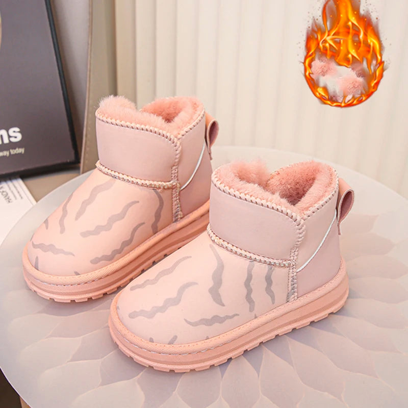 Winter Plush Boots For Children Thick Warm Faux Fur Snow Boots Soft-soled Anti-slippery Boy's Girl's Warm Boots Winter Shoes Kid.