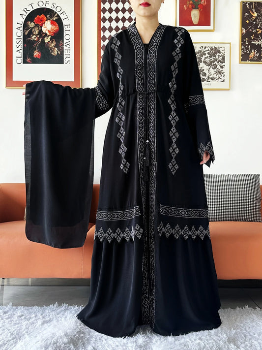 Laxury Design New Women Elegant Dress Chiffon Open Abaya Muslim Women Dress Islamic Clothing Cardigan Abaya Women Muslim Dress.