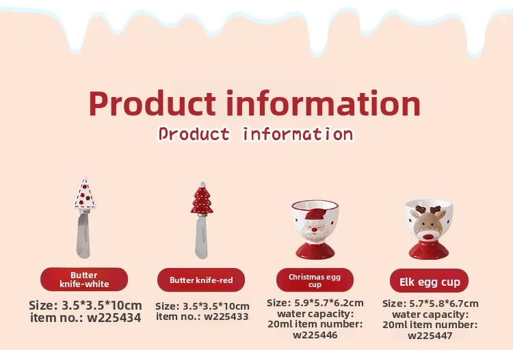 Nordic Stitching Santa Claus Dishes Plates Tableware Set Embossed Sealed Jar Seasoning Jar Western Ceramic Flat Plate Cup.