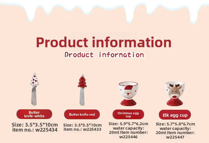 Nordic Stitching Santa Claus Dishes Plates Tableware Set Embossed Sealed Jar Seasoning Jar Western Ceramic Flat Plate Cup.