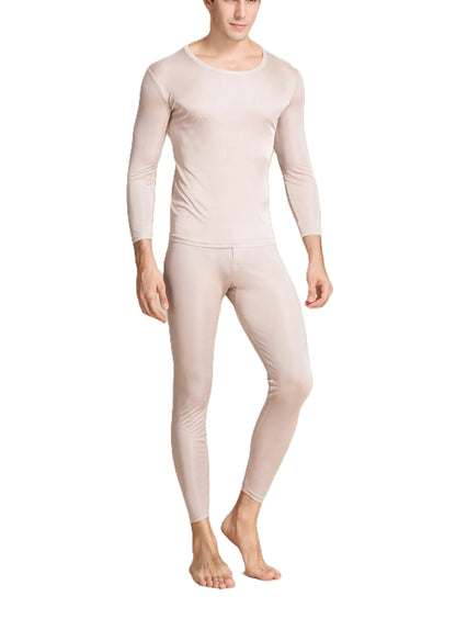 Lange Unterwäsche aus Seide für Herren, lange Unterhosen aus Maulbeerseide, Ober- und Unterteil, Thermounterwäsche-Set/Grundlagen