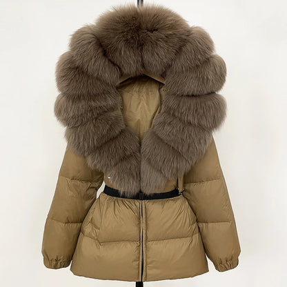 OFTBUY 2025 Winter Kleidung Puffer Jacke Frauen Echt Fox Pelz Mit Kapuze Dicke Warme 90% Weiße Ente Unten Mantel Weibliche Parkas wasserdicht.