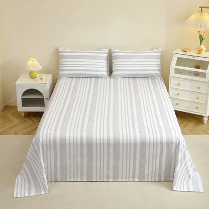 Flat Sheet And Pillowcases Sets Linen Cotton Blend Bedding Set with 50x70cm Pillowcases.